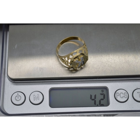 Real 10K Solid Yellow Gold Initial Letter Hip Hop Mens Ring 4.2gr A-Z Sizes 6-11 - Picture 6 of 7